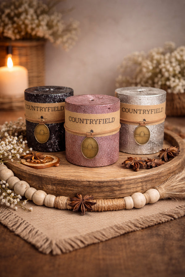 🕯️ COUNTRYFIELD Designkerzen – Eleganz trifft Wärme Glitzer