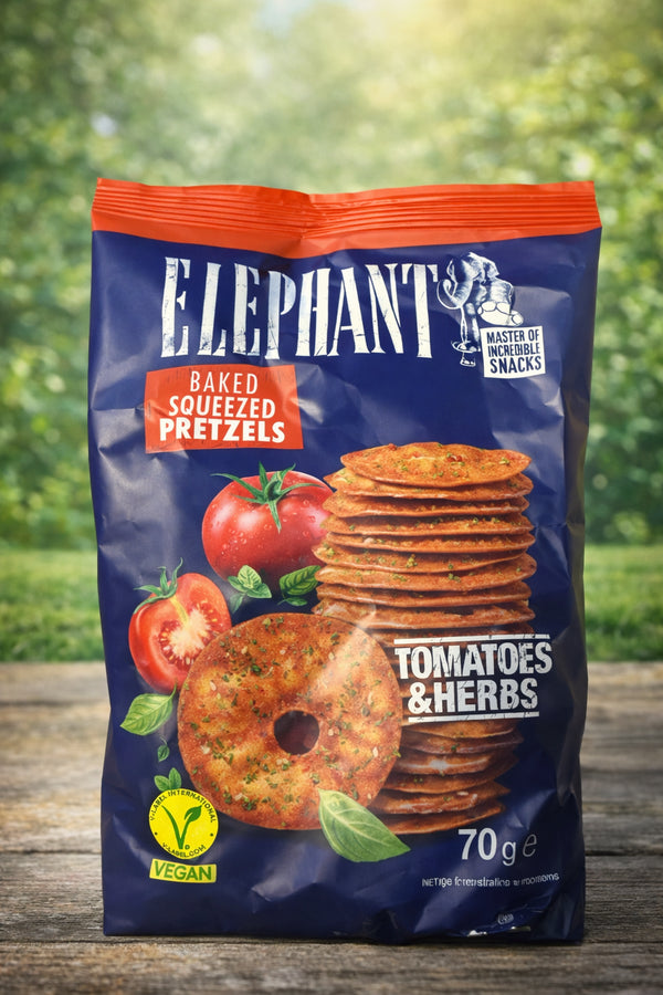 Elephant Baked Squeezed Pretzels – Tomatoes & Herbs (70 g)
