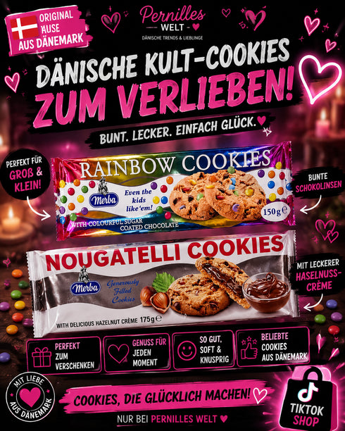 🌈🍪 Rainbow & Nougatelli Cookies Bundle – Dänischer Keksgenuss
