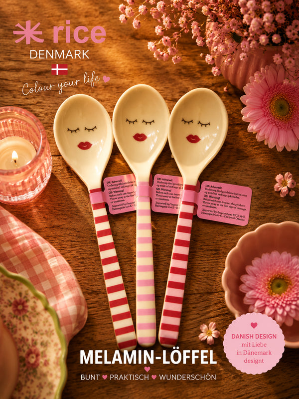 🌸 RICE Melamin-Löffel „Sweet Face“ | Dänisches Design mit Charme 🇩🇰