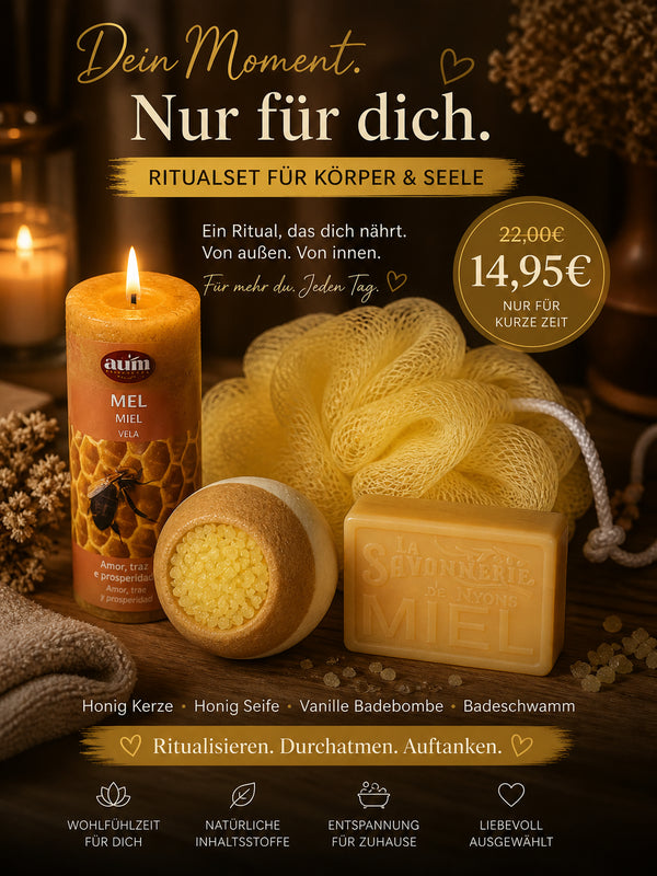 🍯 Ritualset „Nur für dich“ – Dein Reset-Moment - Seife Kerze Schwamm