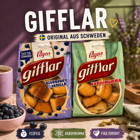 Pågen Gifflar Duo-Bundle 🇸🇪🫐🌿
Blueberry & Vanilla + Kardemumma | 2 × 260 g