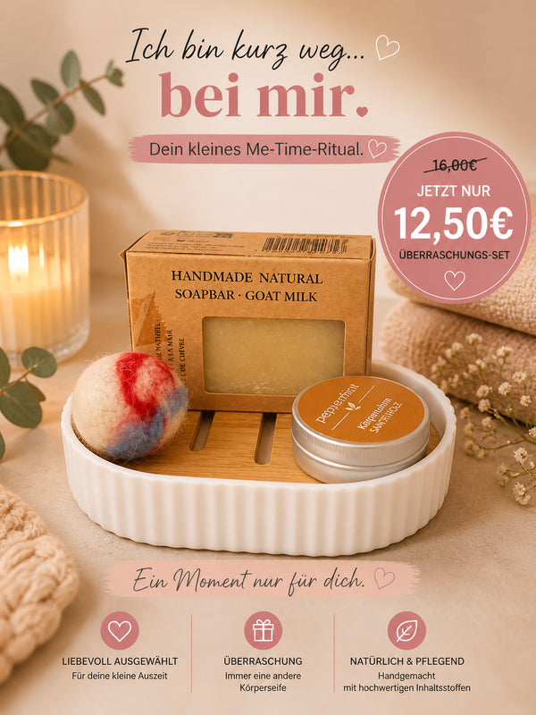 🎁 Me-Time Überraschungsset „Ich bin kurz weg… bei mir“ Seife Creme Schale
