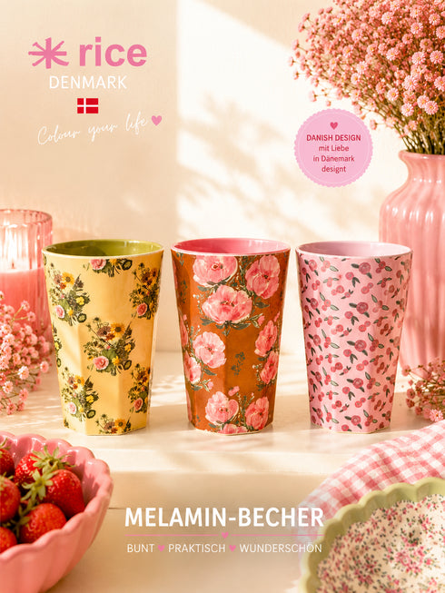 🌸 Latte RICE Melamin-Becher Floral Collection | Blütenzauber aus Dänemark 🇩🇰