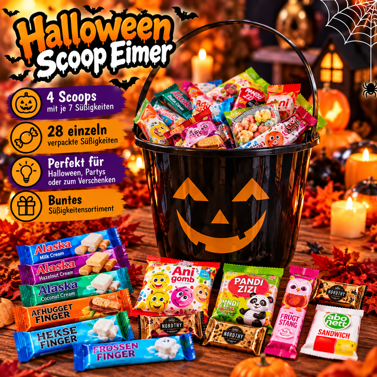 Halloween Candy Scoop Eimer – 14 Süßigkeiten