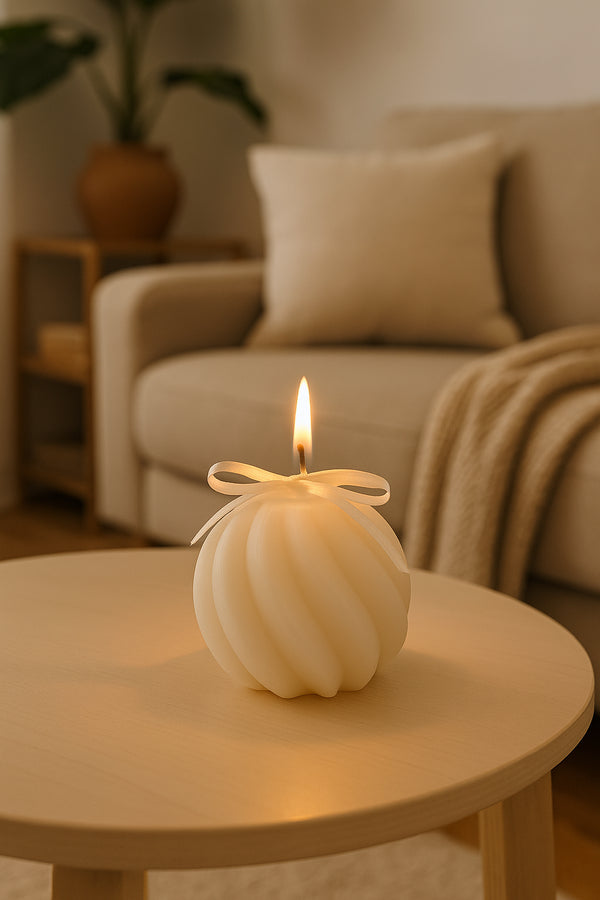 🕯️ Spiral-Kerze – Handmade Deko-Kerze weiß