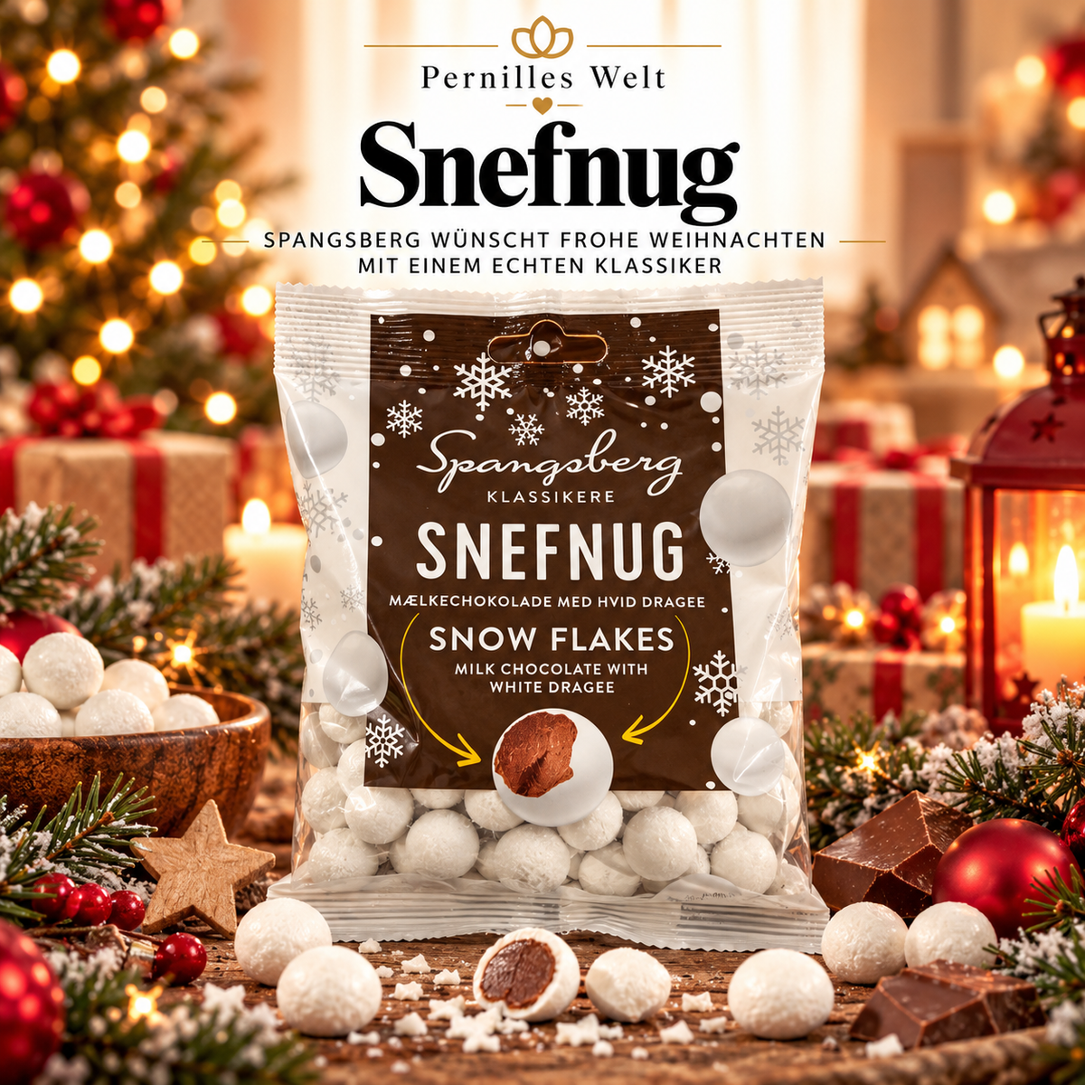 Spangsberg Snefnug – Milchschokolade mit Zuckerhülle 🇩🇰❄️🎄