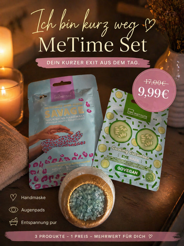 Ich bin kurz weg – MeTime Set Handmaske & Gurkenpads & Badebombe