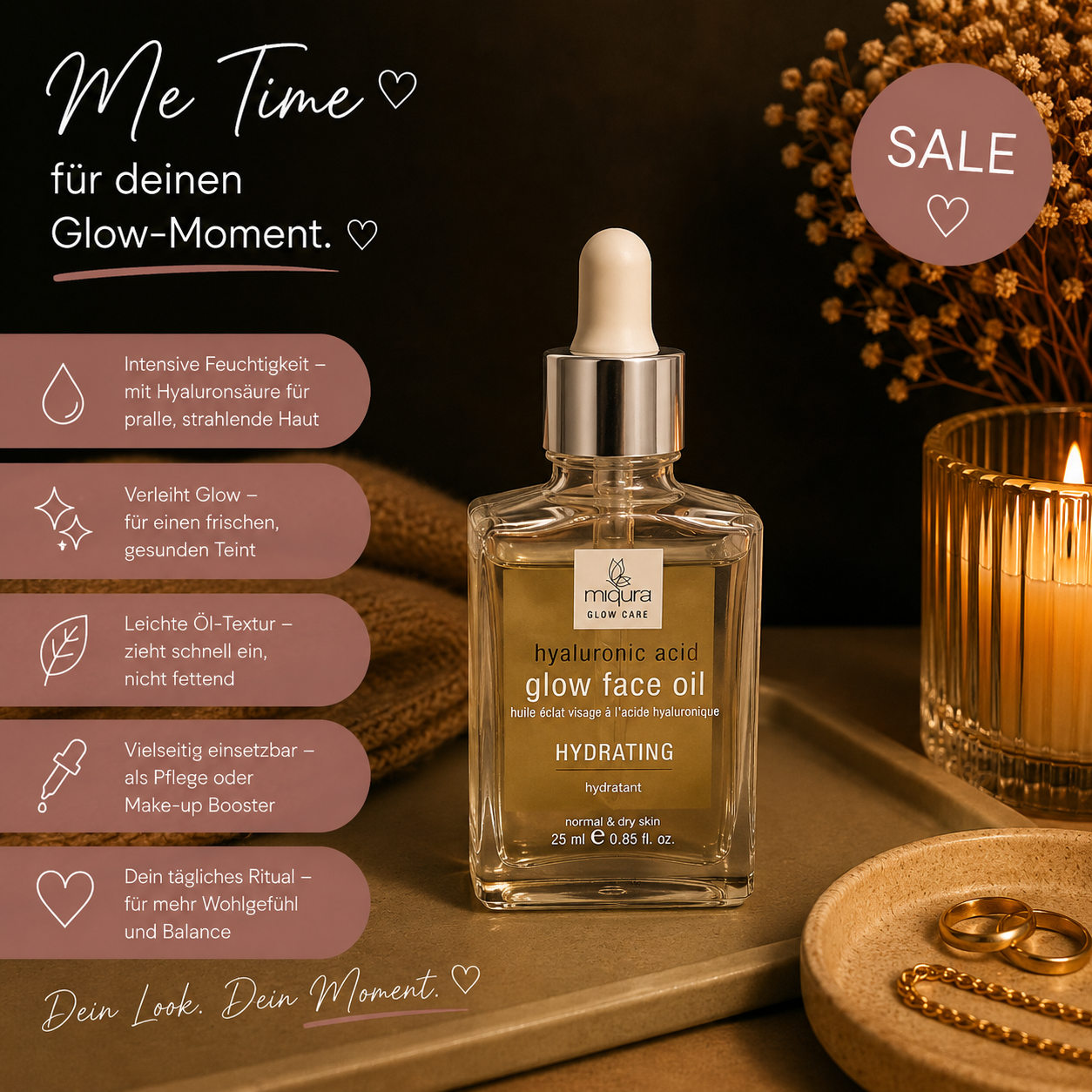 ✨ Miqura Glow Care Hyaluronic Acid Glow Face Oil – 25 ml
