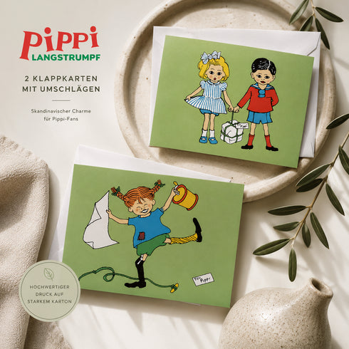 🌿 Pippi Langstrumpf Klappkarte mit Umschlag – Motiv „Pippi“