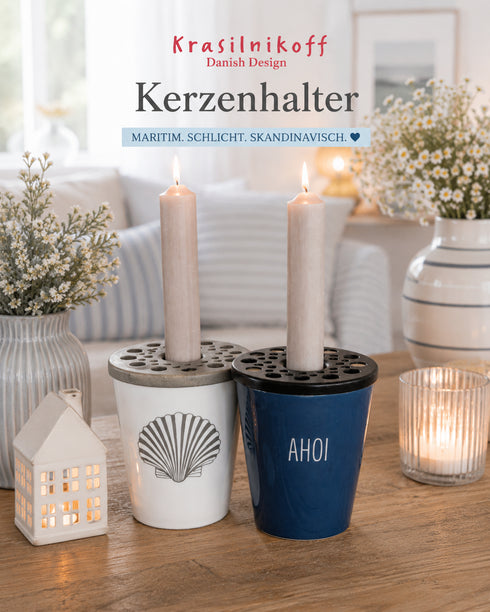 🐚 Kerzenhalter „Muschel“ und „Ahoi“ – Krasilnikoff Danish Design