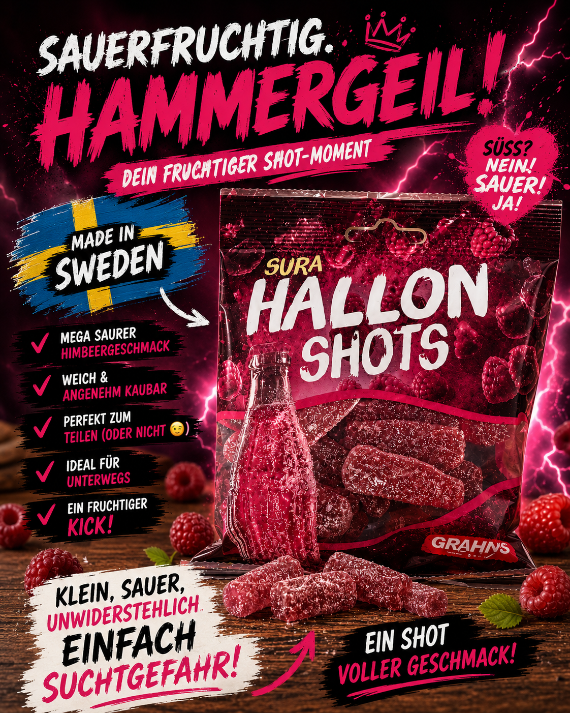 Grahns Sura Hallon Shots (80 g)