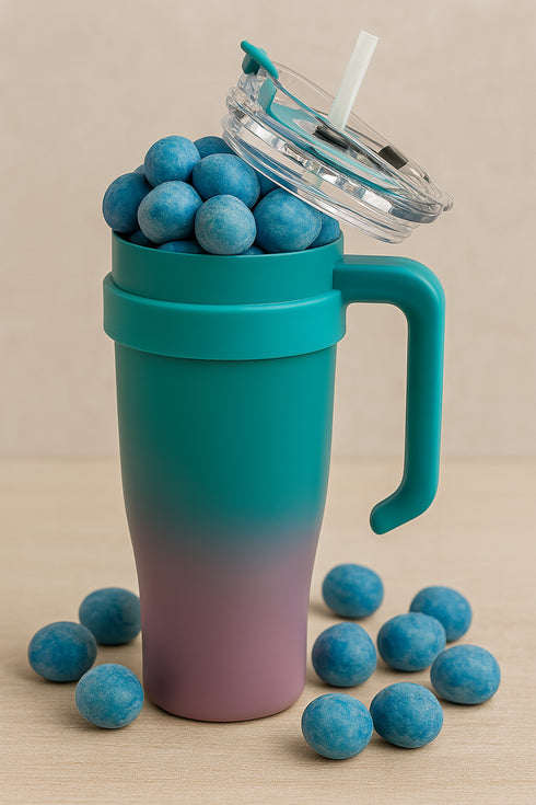 Füllbehälter Edelstahl Gefüllter Edelstahlbecher – 400 g skandinavische Süßigkeiten