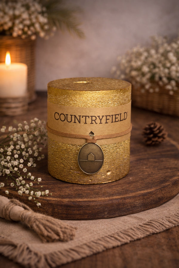 🕯️ COUNTRYFIELD Designkerzen – Eleganz trifft Wärme Glitzer Gold