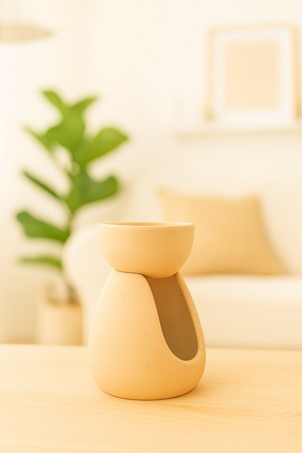 🕯️ Ölbrenner „Scandi Drop“ – Naturkeramik in Tropfenform