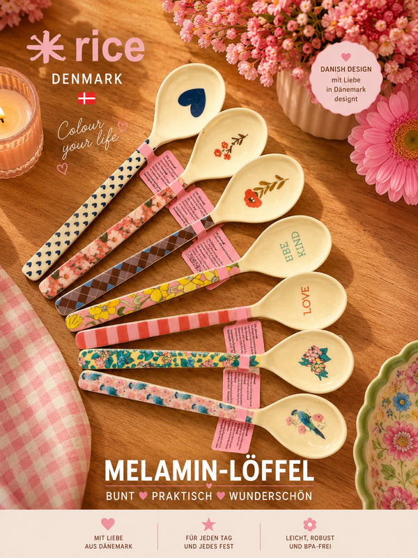 RICE Melamin-Löffel mit Motiv 🌸🇩🇰