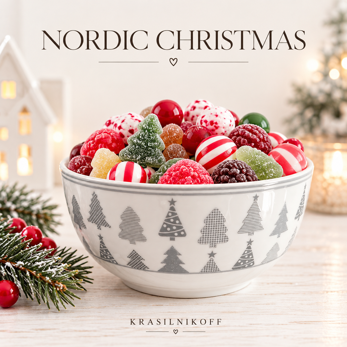 Nordic Christmas – Krassilnikoff Candy Bowl 🎄 Tannenbäume