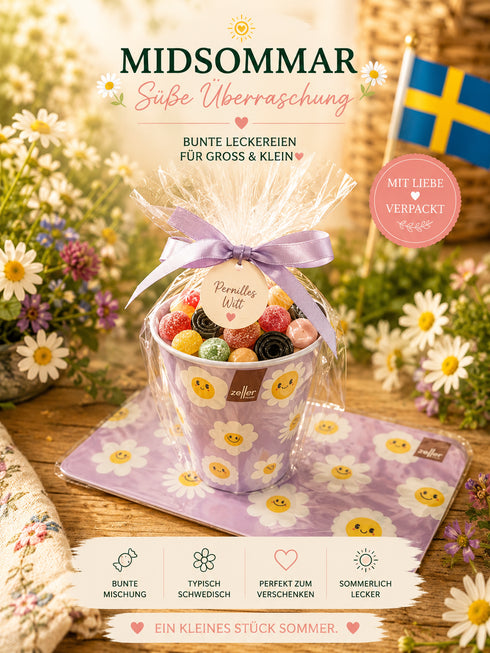 🌼 Midsommar Candy-Becher mit Servierbrett 🌼