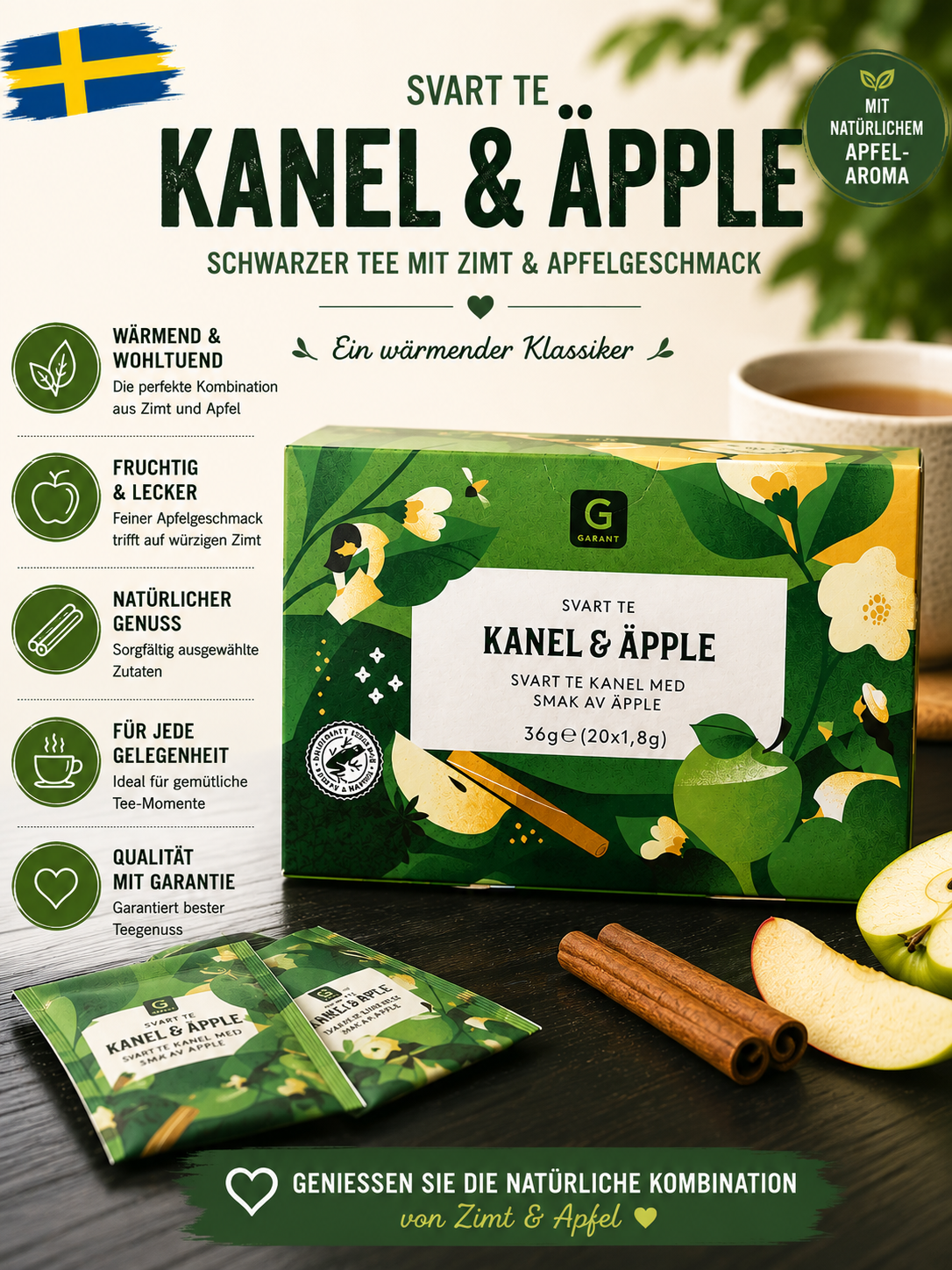 Garant Schwarzer Tee mit Zimt & Apfel 🇸🇪🍎☕