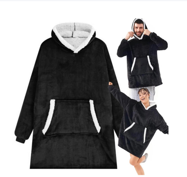 Warme Sweatshirt Decke schwarz