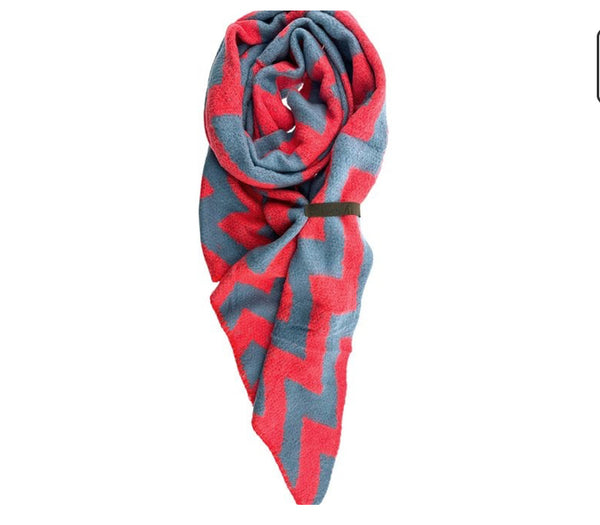 Lot83 Schal Fem ZigZag - Koralle / Jeans