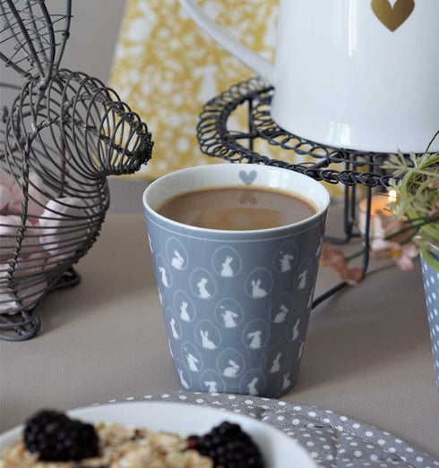 🇩🇰 Happy Mug Hase Grau Becher Krasilnikoff