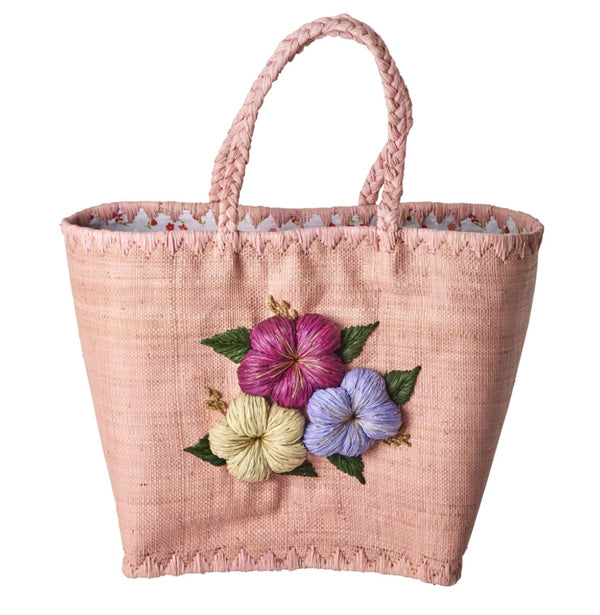 🇩🇰 Rice Raffia-Tasche mit Blumenstickerei