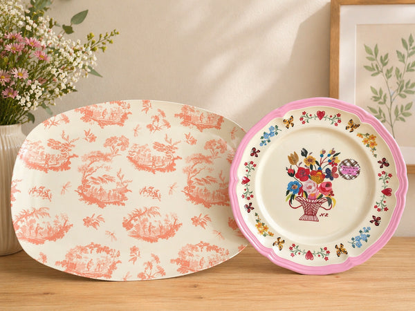 🇩🇰RICE Melamin Teller Set – Floral & Vintage Design