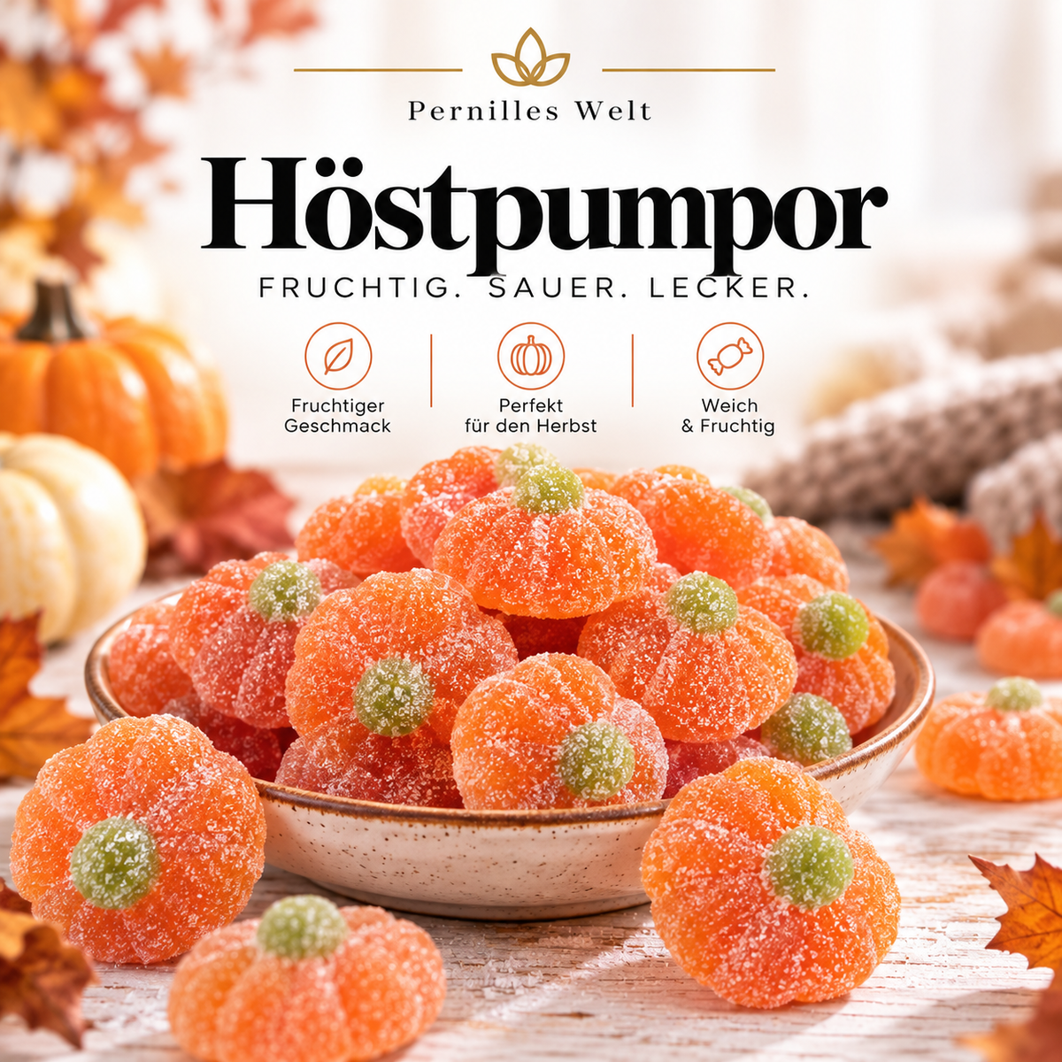 🎃 Höstpumpor – Süße Fruchtgummi-Kürbisse | 100 g
Fruchtig. Süß. Herbstlich lecker! 🍂