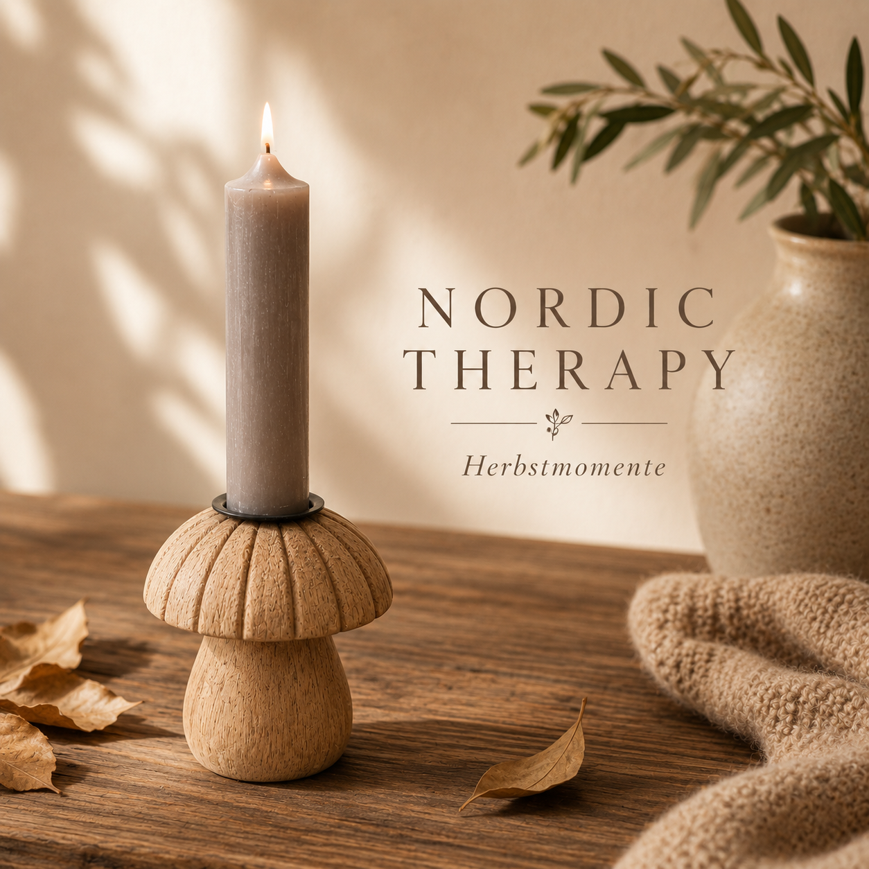 Nordic Therapy Kerzenhalter Pilz aus Holz 🍄