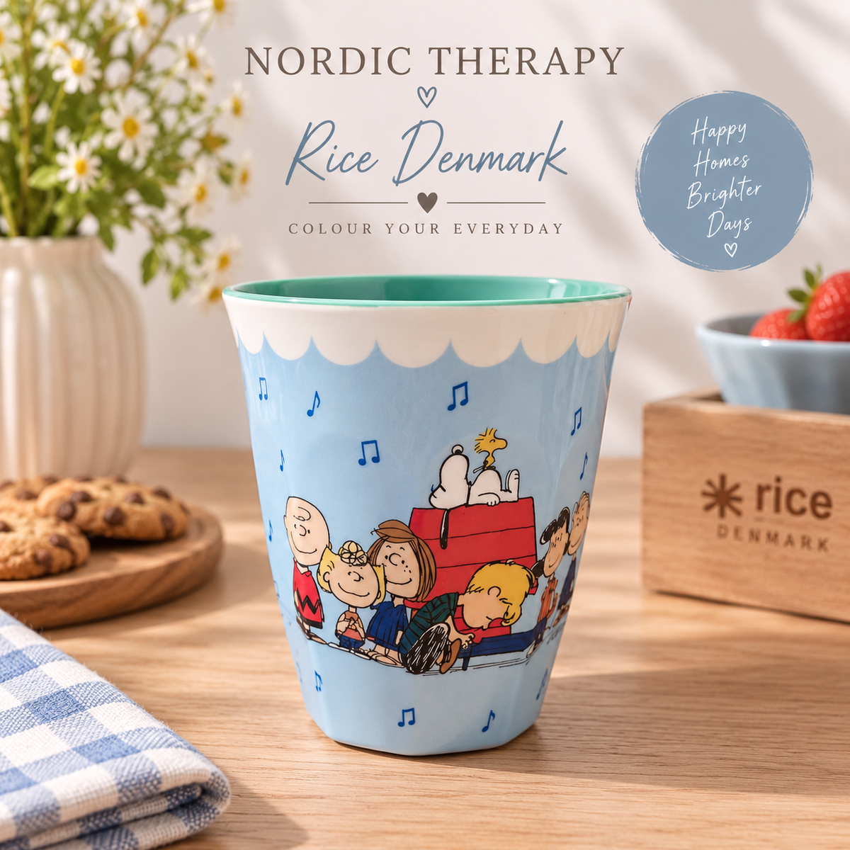 🌸 RICE Denmark Melaminbecher – peanuts blau