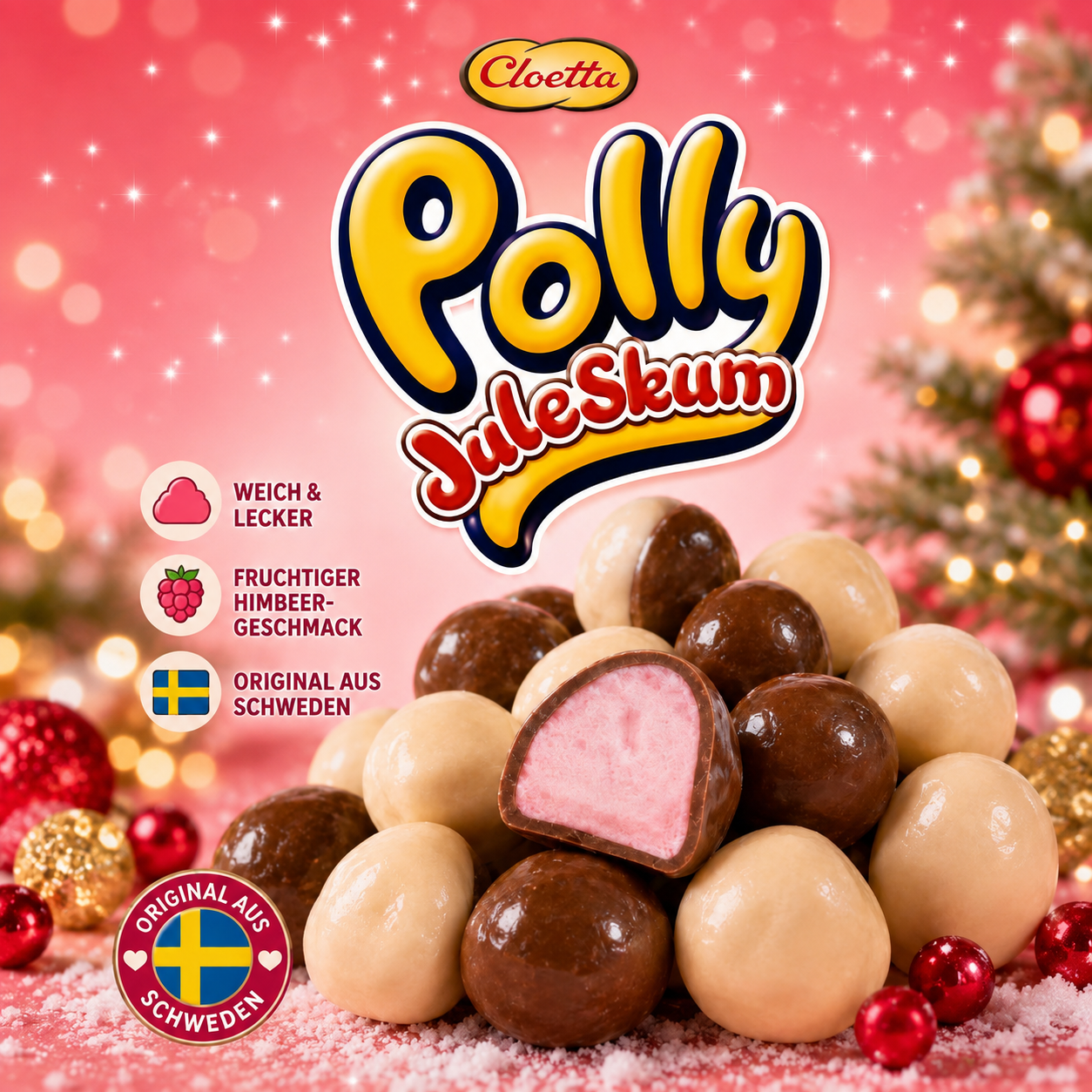 Polly Juleskum – Schwedische Schaumpralinen mit Erdbeergeschmack 🎄🇸🇪