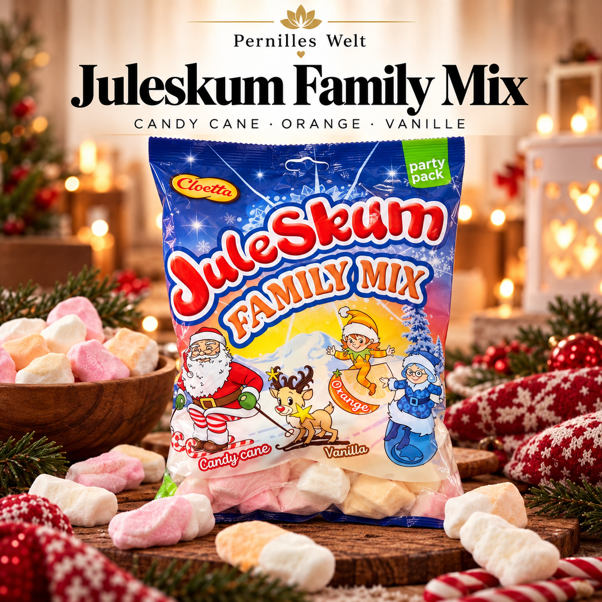 Cloetta Juleskum Family Mix – Weihnachtlicher Schaumzucker-Mix 200 Gr Große Tüte