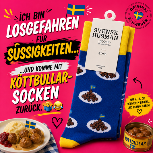 🇸🇪 Köttbullar-Socken – Schwedens Klassiker für deine Füße 41-46