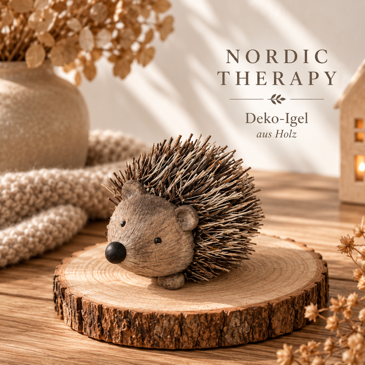 🦔 Nordic Therapy Deko-Igel aus Holz