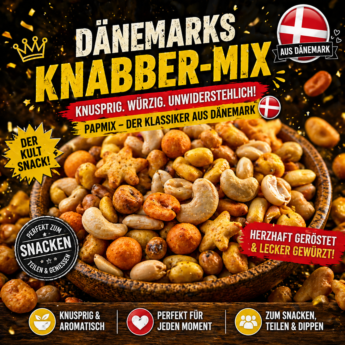 DÄNEMARKS KNABBERMIX – herzhafte Klassiker