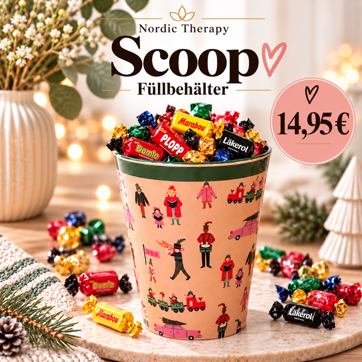 Nordic Therapy – Scandi Scoop Füllbehälter mit 1 Scoops Rice Latte Becher Weihnachten