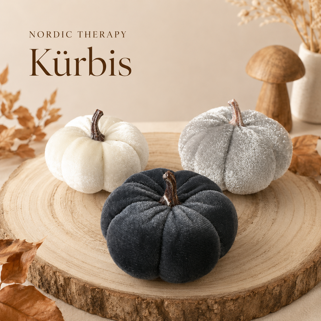 🎃 Nordic Therapy Samt-Kürbis | einzeln wählbar Silber Creme Antrazith