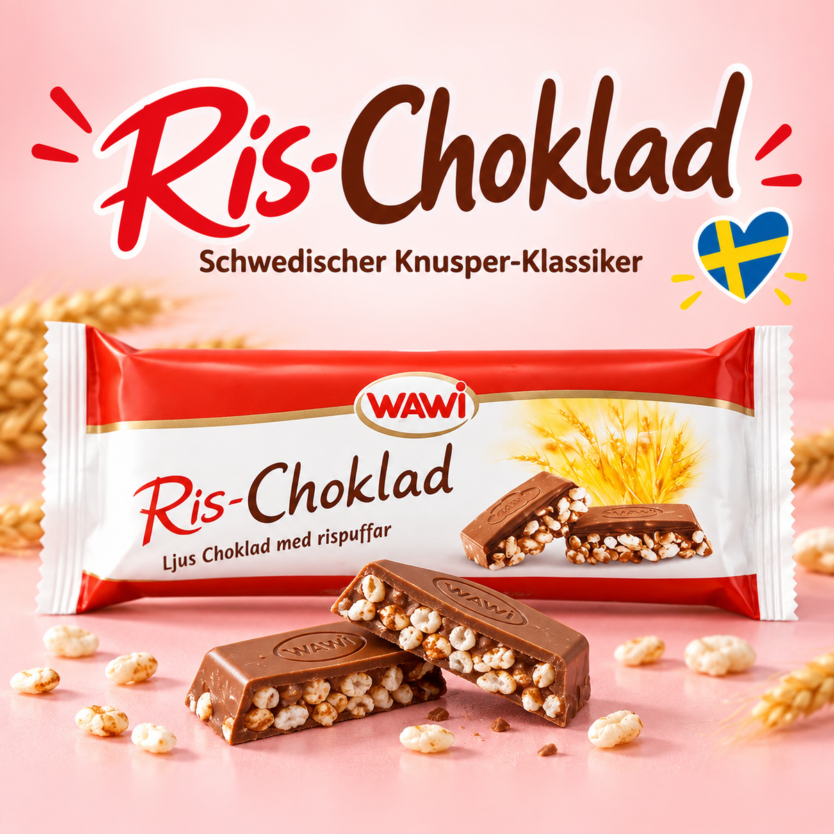 🇸🇪 WAWI Ris-Choklad

Schwedischer Knusper-Klassiker mit Milchschokolade und Puffreis 🤎
