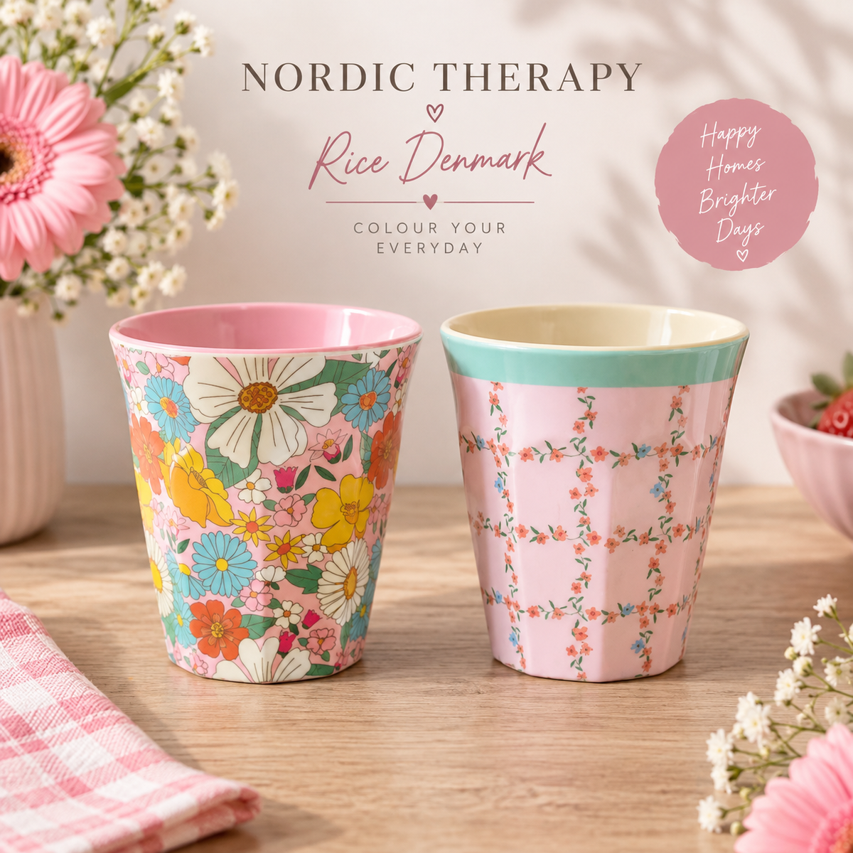 🌸 RICE Denmark Melaminbecher – Flower Edition