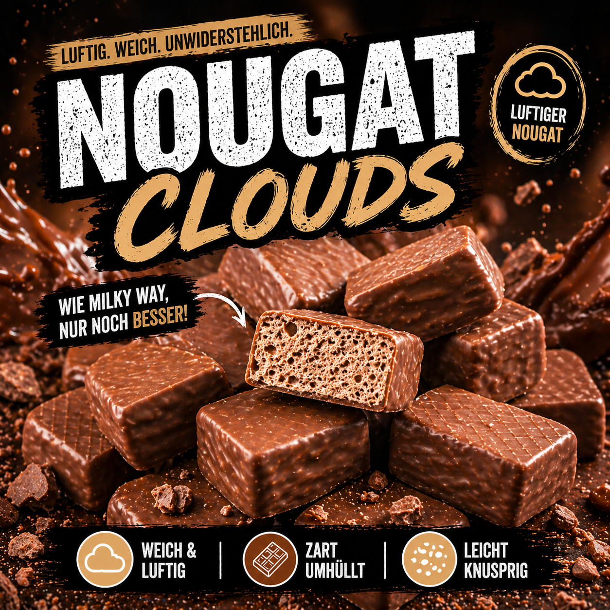 Panda Choclat Nougat – luftige Schoko-Nougat Bites
