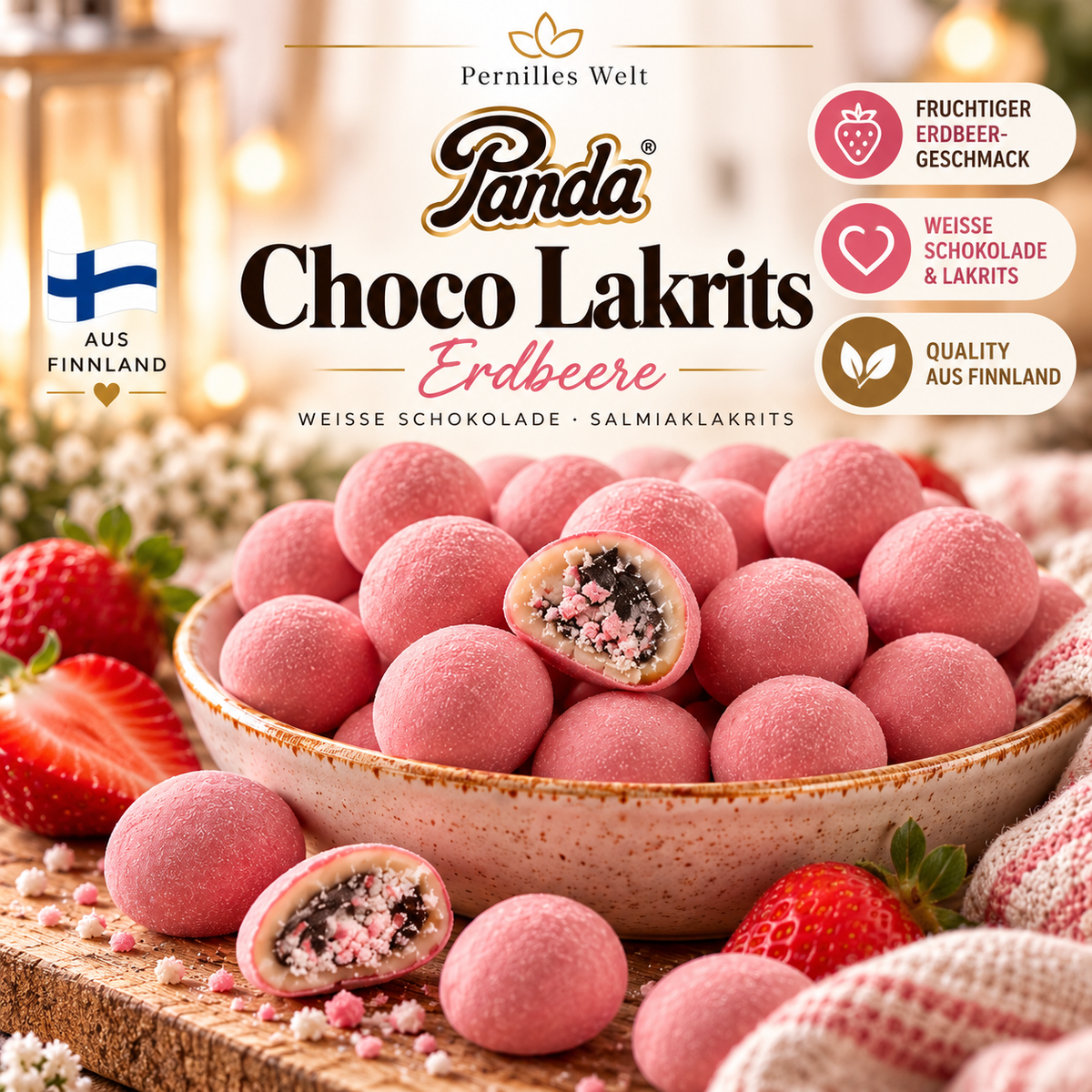 Panda Choco Lakrits Mansikka – Erdbeer-Salmiaklakritz mit weißer Schokolade 🇫🇮🍓