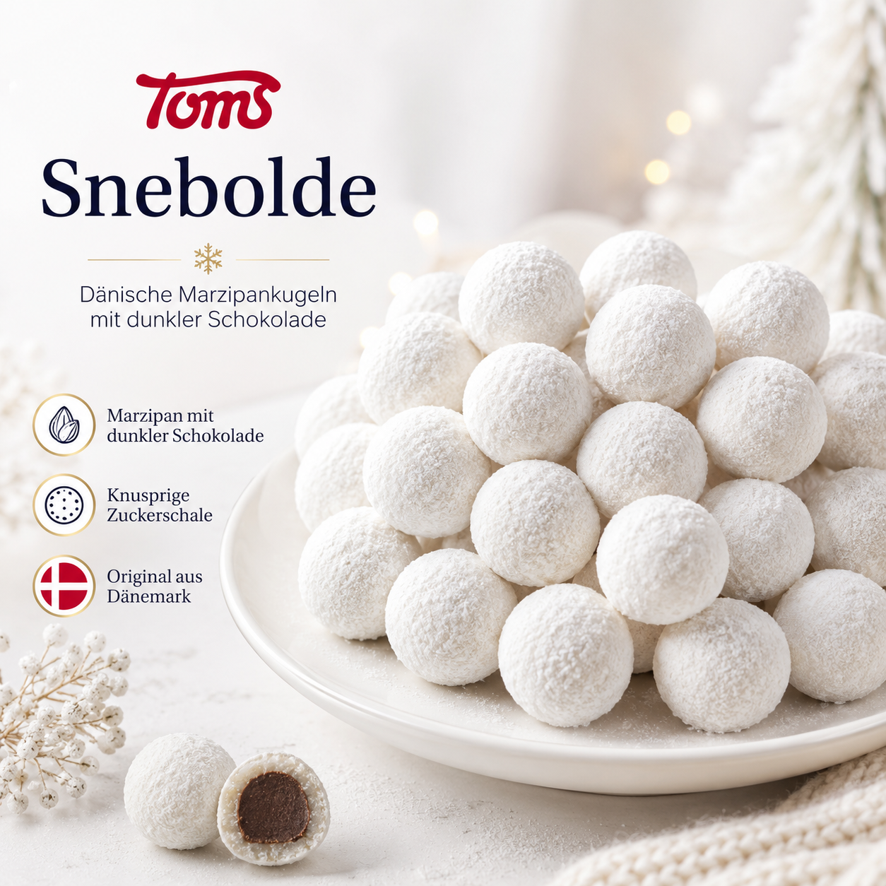 Toms Snebolde – Marzipan mit dunkler Schokolade ❄️🇩🇰