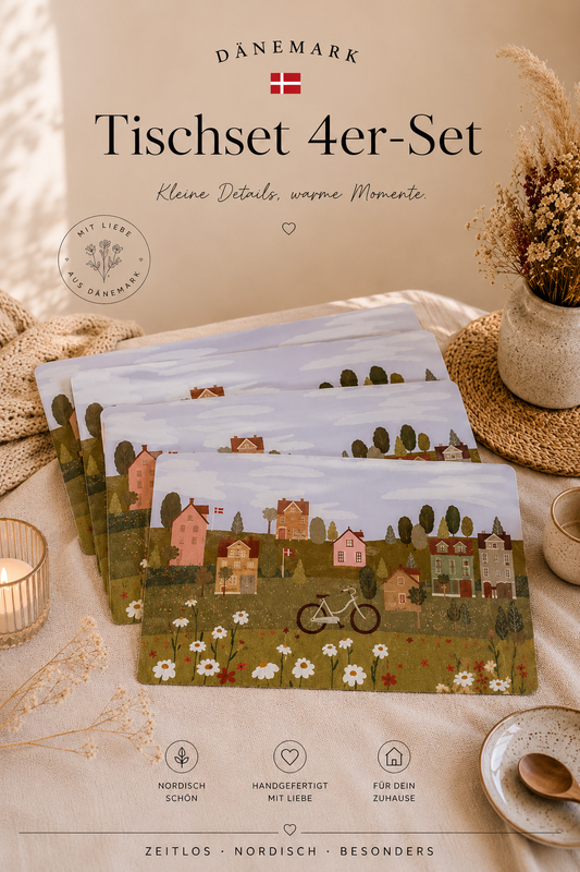 🇩🇰 Tischset 4er-Set – Dänemark Hygge Edition