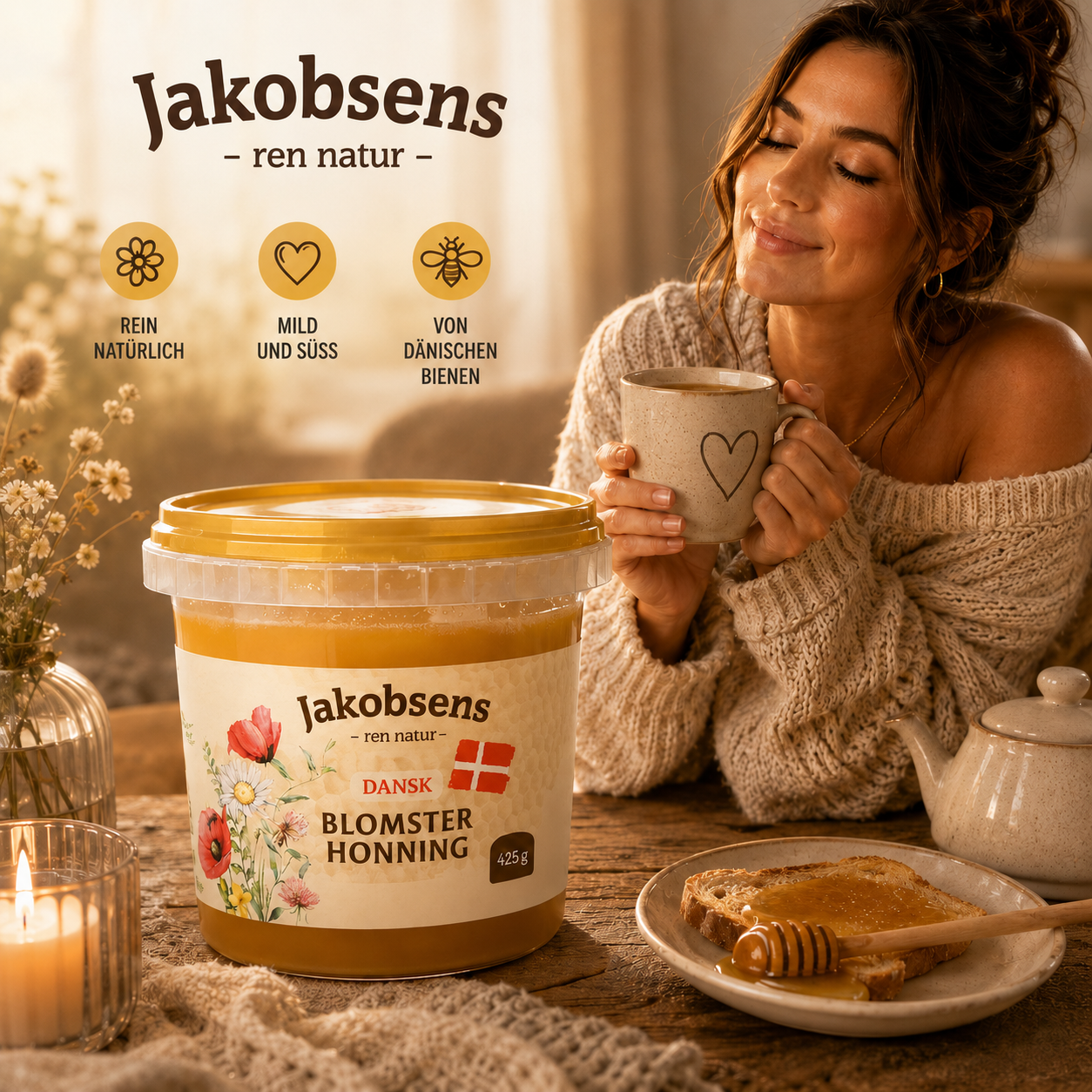 Jakobsens Dansk Blomster Honning – 425 g 🇩🇰
