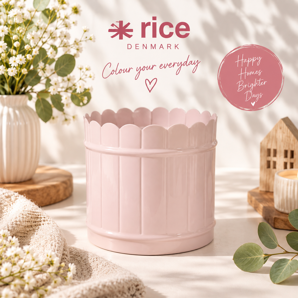 🌸 RICE Denmark Blumentopf aus Eisen – Rosa