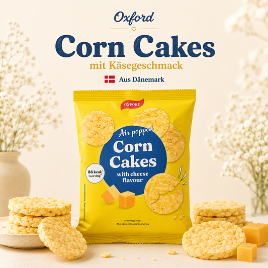 Oxford Corn Cakes mit Käsegeschmack – 60 g 🇩🇰🧀🌽