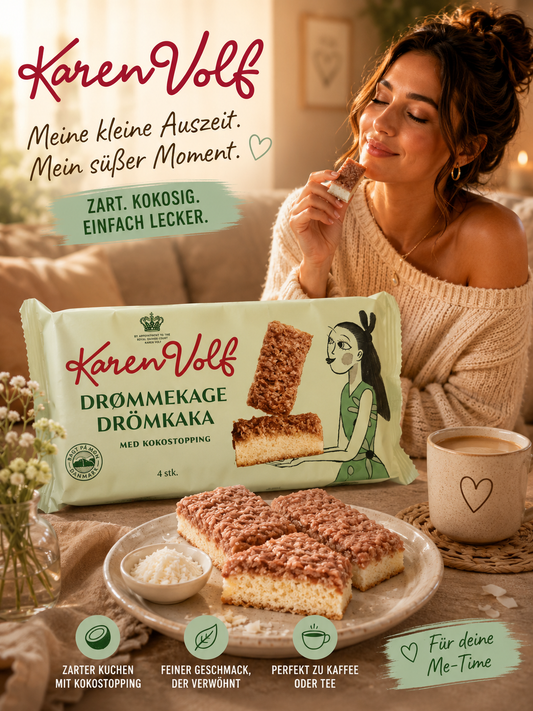 🥥 Karen Volf Drømmekage (Drömkaka) mit Kokostopping