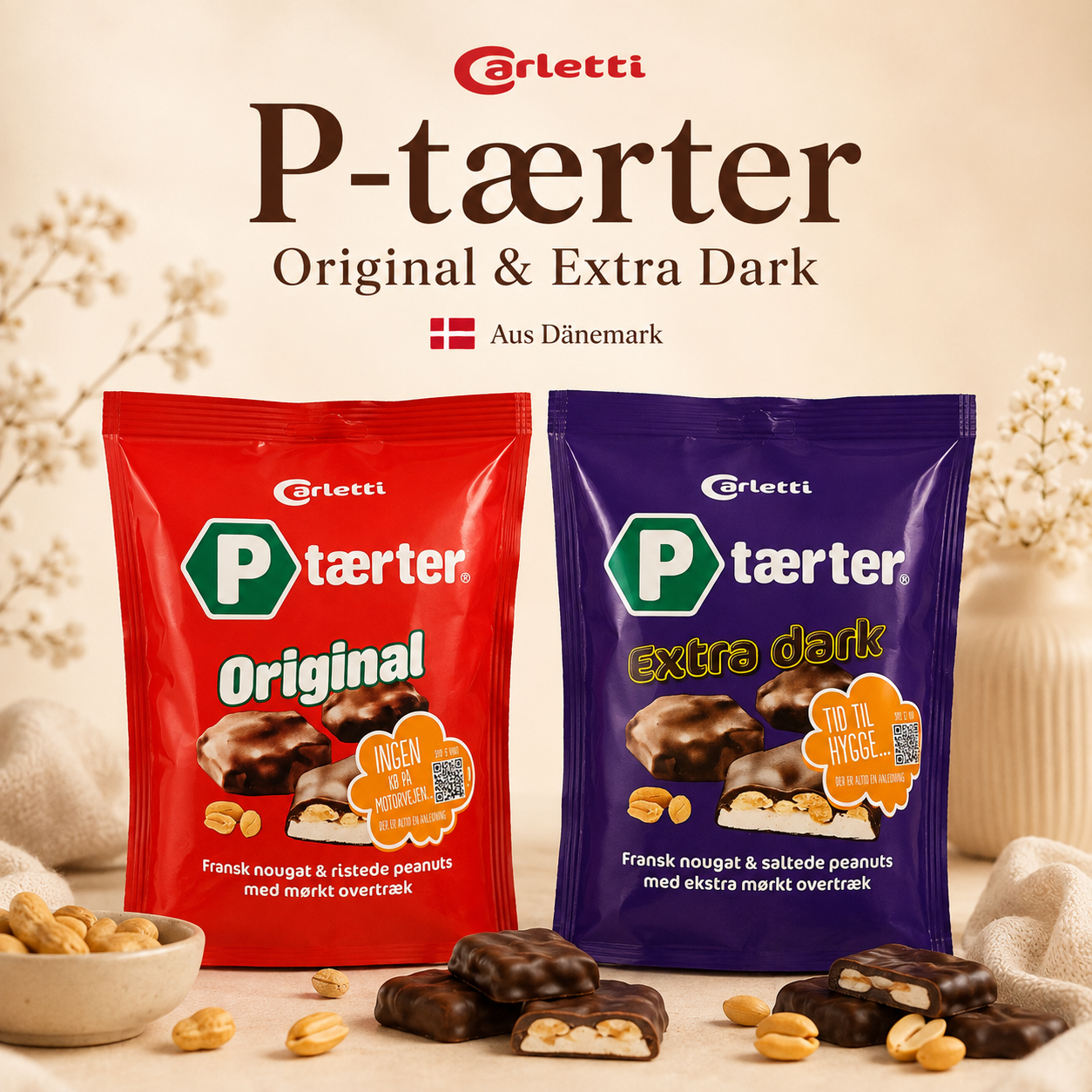 Carletti P-tærter – Original & Extra Dark 🇩🇰🍫🥜