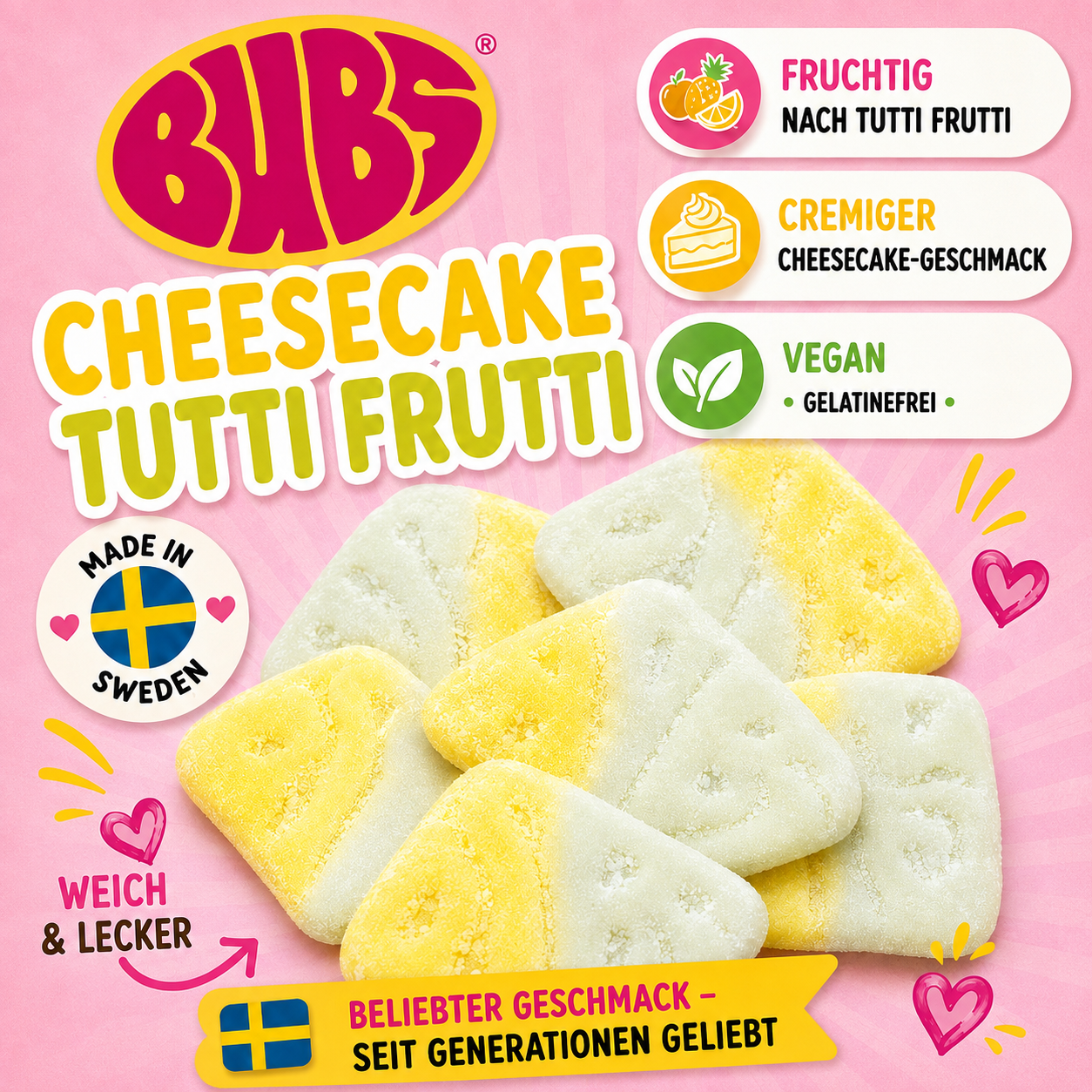 🇸🇪 💛 BUBS Cheesecake Tutti Frutti - vegan